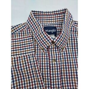 Wrangler Mens XL Button Down Shirt Long Sleeve Plaid Checkered Casual